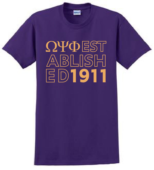 Omega Established Year T Shirt Omega Psi Phi