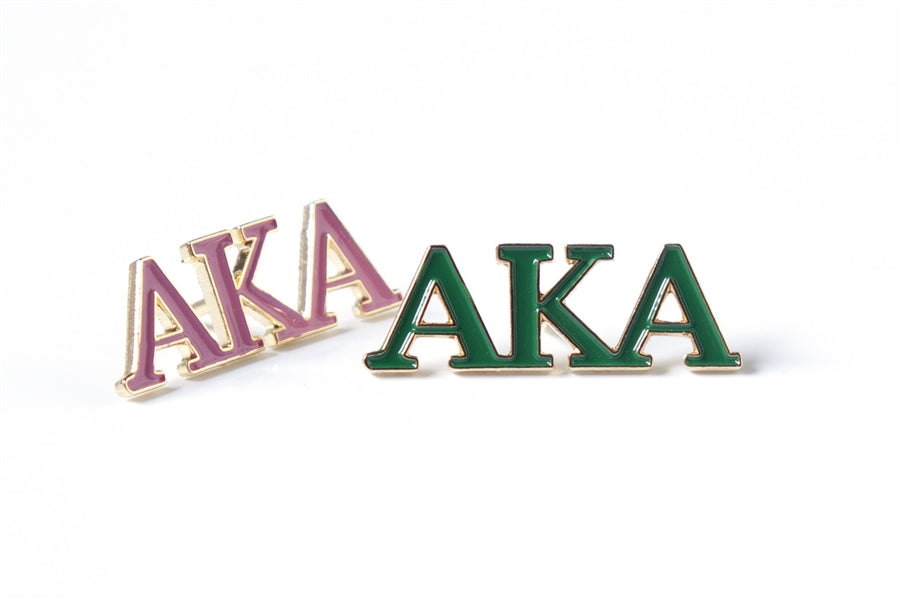 Aka 3 Letter Color Lapel Pin - Alpha Kappa Alpha Green