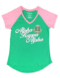 Alpha Kappa Alpha Glitter Print V-Neck T-Shirt
