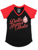 Delta Sigma Theta Glitter Print V-Neck T-Shirt
