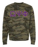 Omega Camo Varsity 3 Greek Lettered Embroidered T-Sweatshirt - Omega Psi Phi