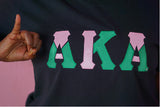 Alpha Kappa Alpha Color Block Greek Lettered Crewneck Sweatshirt (Black - Quick Ship)