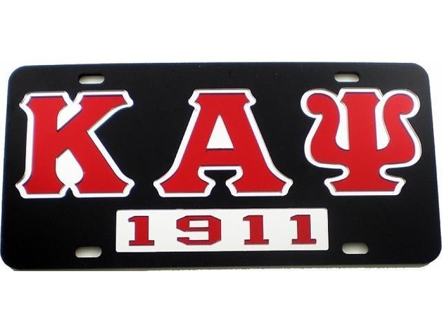 Kappa Alpha Psi Letter License Plate - Black