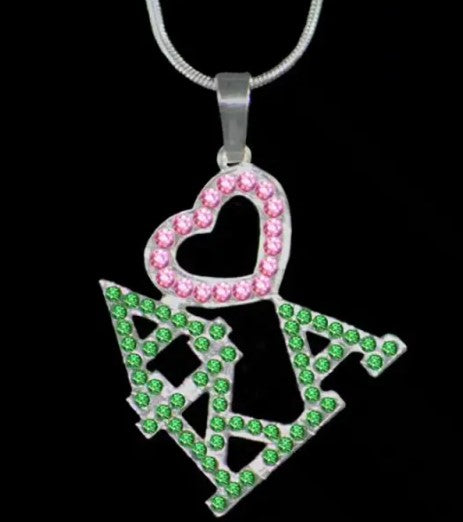 Alpha Kappa Alpha Crystal Heart Necklace