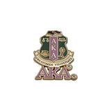 AKA Shield with Pink Greek Letters Lapel Pin