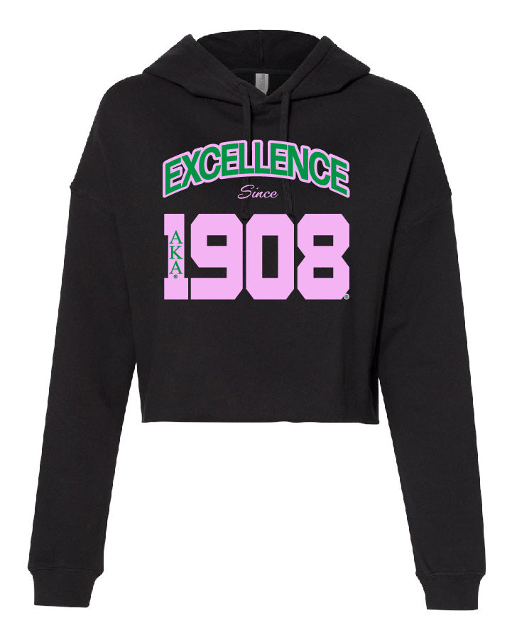 AKA Excellence Cropped Hooded Sweatshirt - Alpha Kappa Alpha