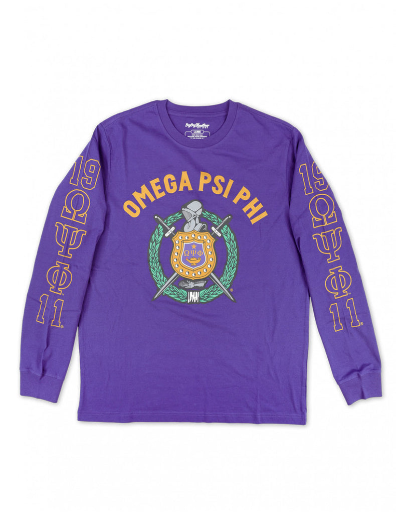 Omega Shield Long Sleeve T-Shirt - Omega Psi Phi