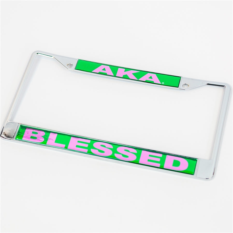 AKA Blessed Mirrored License Plate Frame - Alpha Kappa Alpha